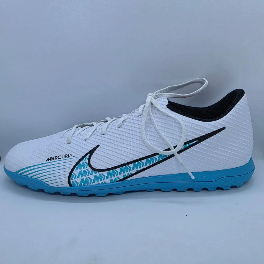 Nike Mercurial Vapor 15 Club TF Turf Soccer Shoes White Blue DJ5968-146 Men's 13